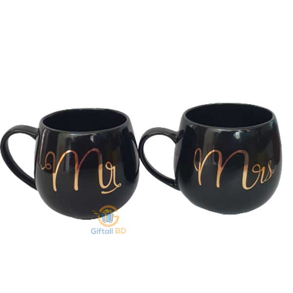 Mr & Mrs Black ceramic coffee mug